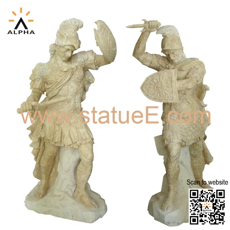 Stone Roman warrior statue